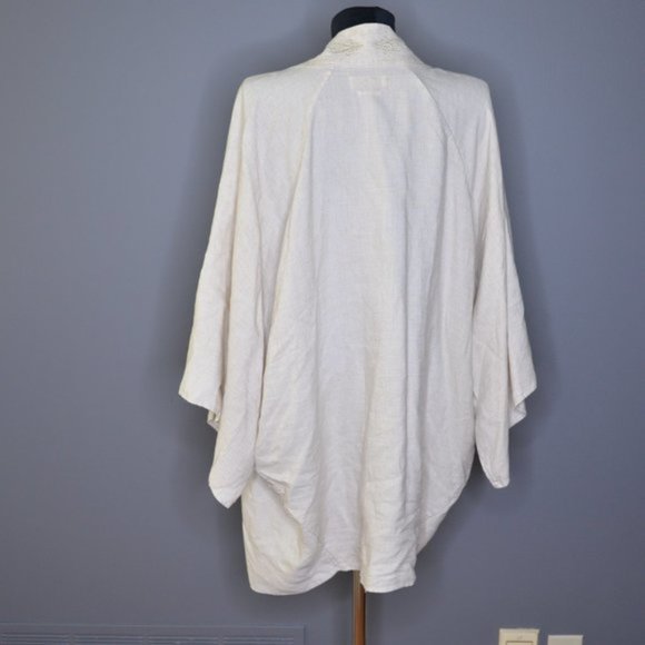 Aritzia Golden By TNA Coastal Kimono Embroidered Linen Sz S/M - Picture 3 of 7
